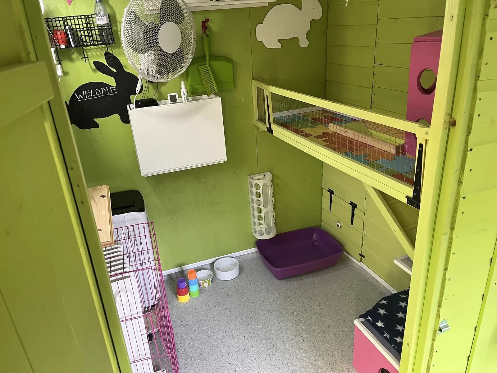 Cooling fan and spacious upper level inside Lime Tree Lodge